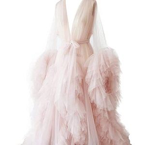 Blush Pink Long tulle robe